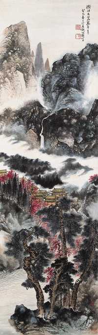 胡佩衡 1953年作 天台古寺 立轴